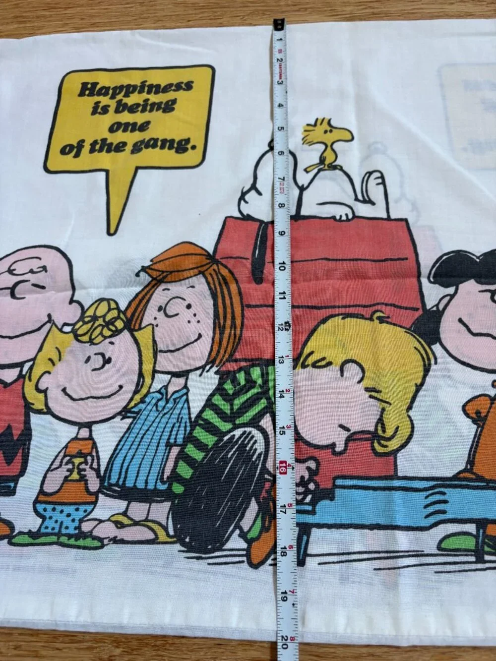 Vintage Sears Peanuts Snoopy Charlie Brown Pillowcase 42x36 Happiness Gang